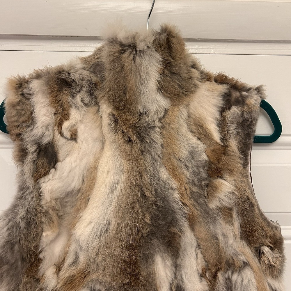 Adrienne Landau Vest Genuine Real Rabbit Fur Multi Small Layering Cozy Luxury - Picture 5 of 7